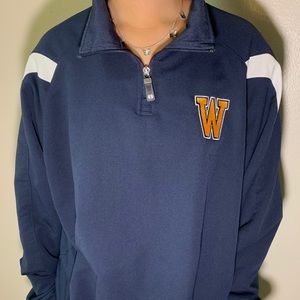 half zip sweater with W patch